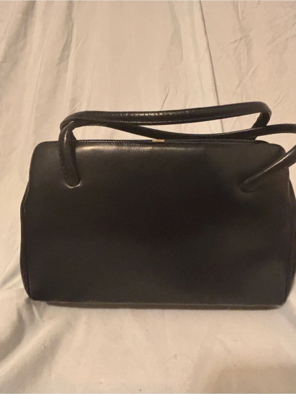 Classic Vintage Navy Kadin Leather Satchel with Top Handles